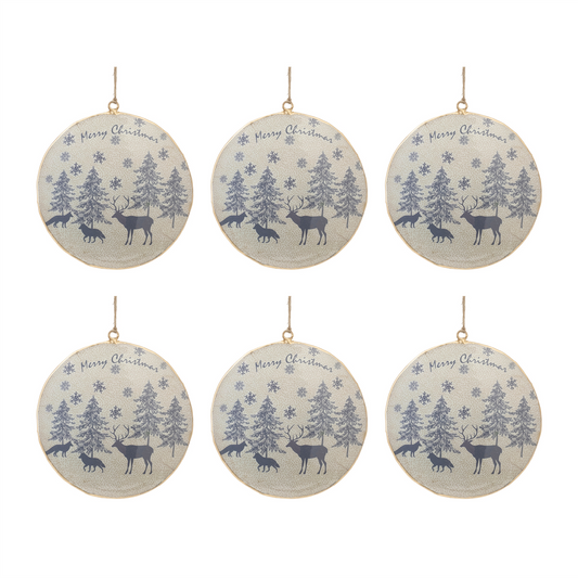 Metal Woodland Animal Merry Christmas Ornament (Set of 6) -Ship Only