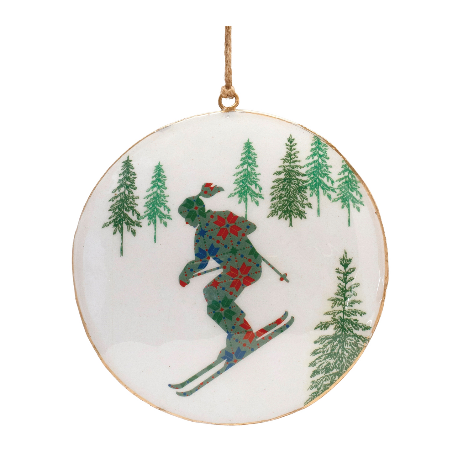 Metal Snowboard Forest Disc Ornament (Set of 6) -Ship Only