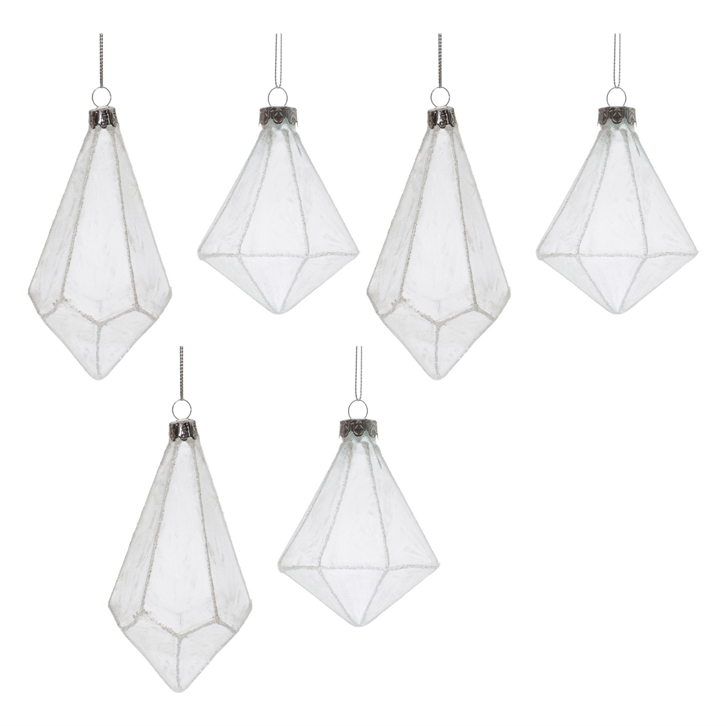 Frosted Glass Drop Ornament (Set of 6) -Ship Only