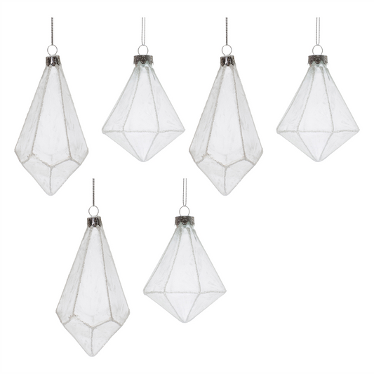 Frosted Glass Drop Ornament (Set of 6) -Ship Only