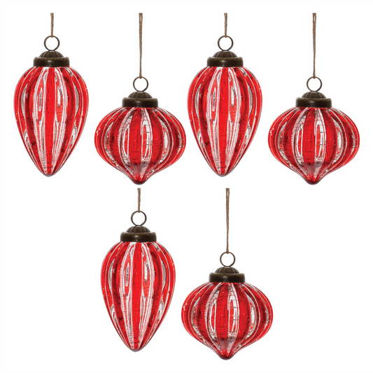 Ornament (Set of 6) 3.75"H, 5"H Glass