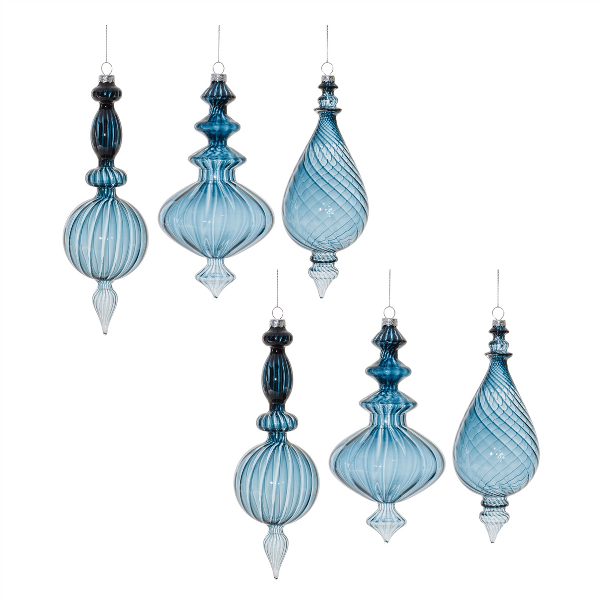 Drop Ornament (Set of 6) 9"H, 10.25"H Glass -Ship Only