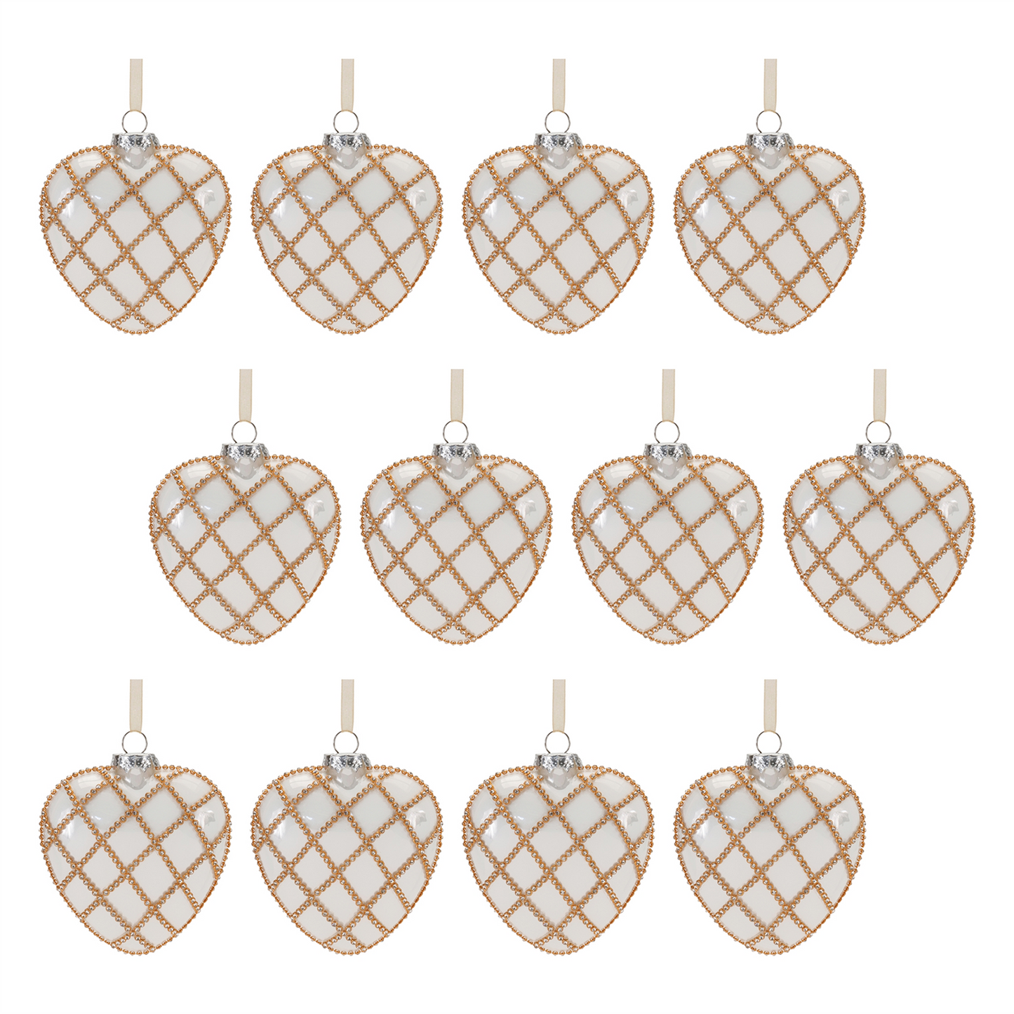 Jeweled Glass Heart Ornament (Set of 12) -Ship Only