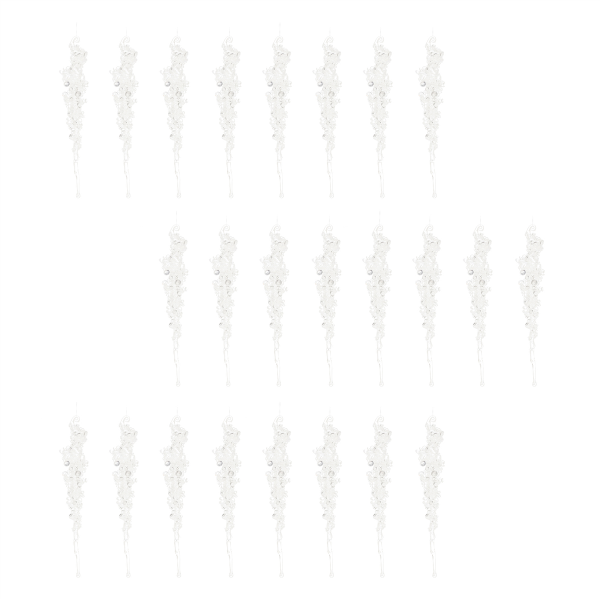 Icicle Ornament (Set of 24) 10”H Plastic -Ship Only