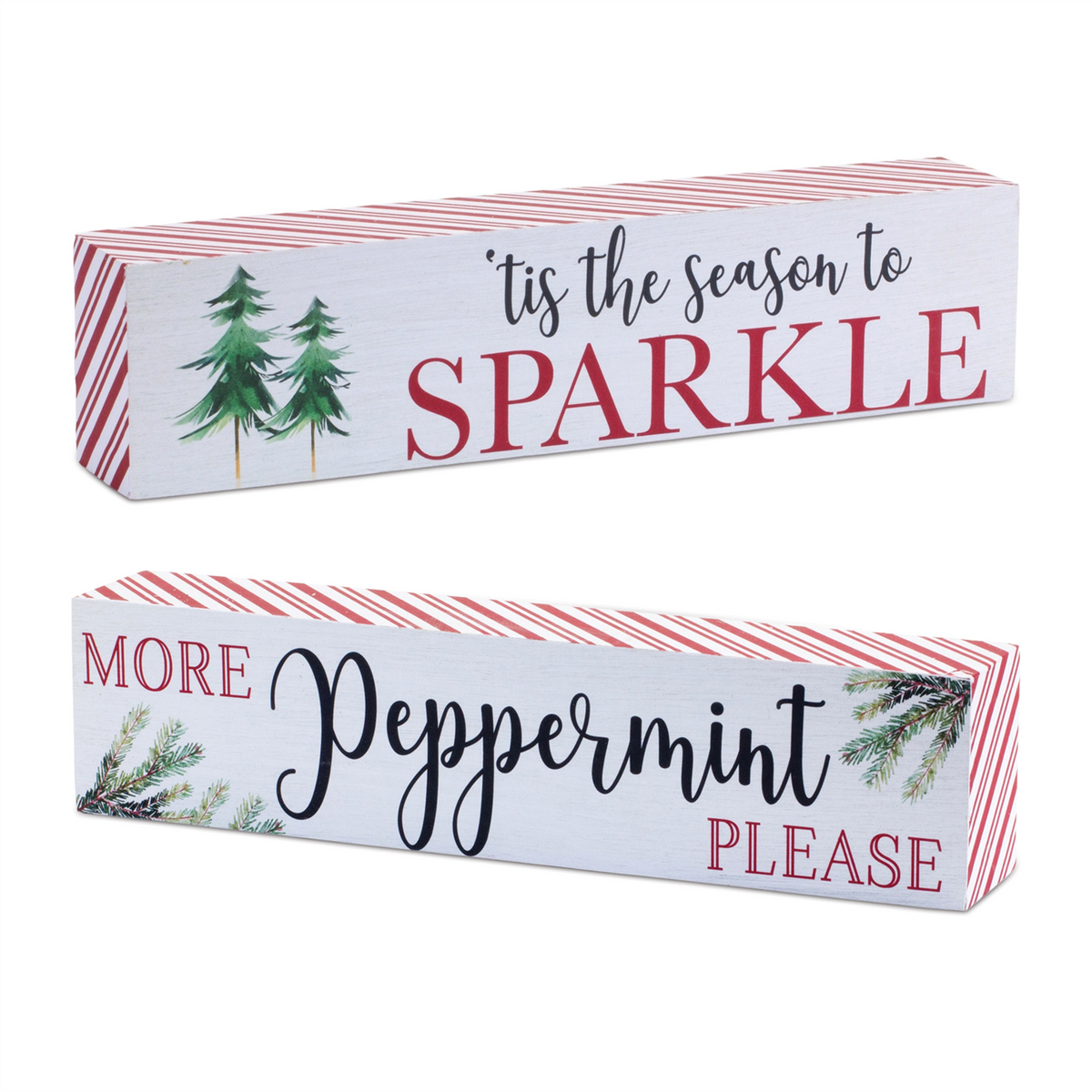 Holiday Peppermint Sentiment Sign (Set of 2) -Ship Only