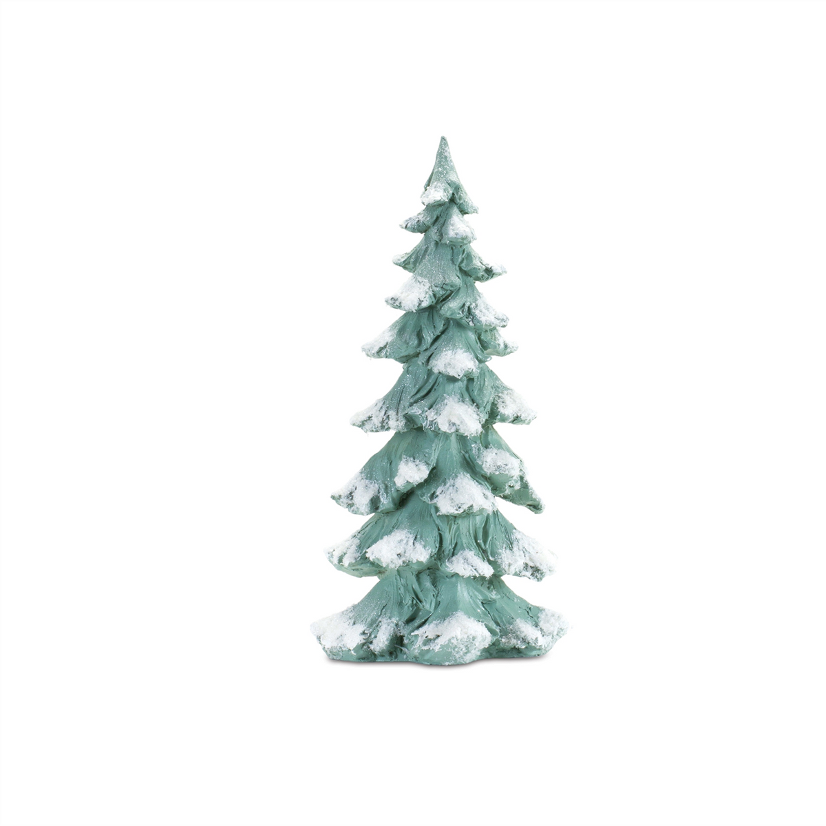 Flocked Seafoam Pine Tree with Carved Design (Set of 4) -Ship Only