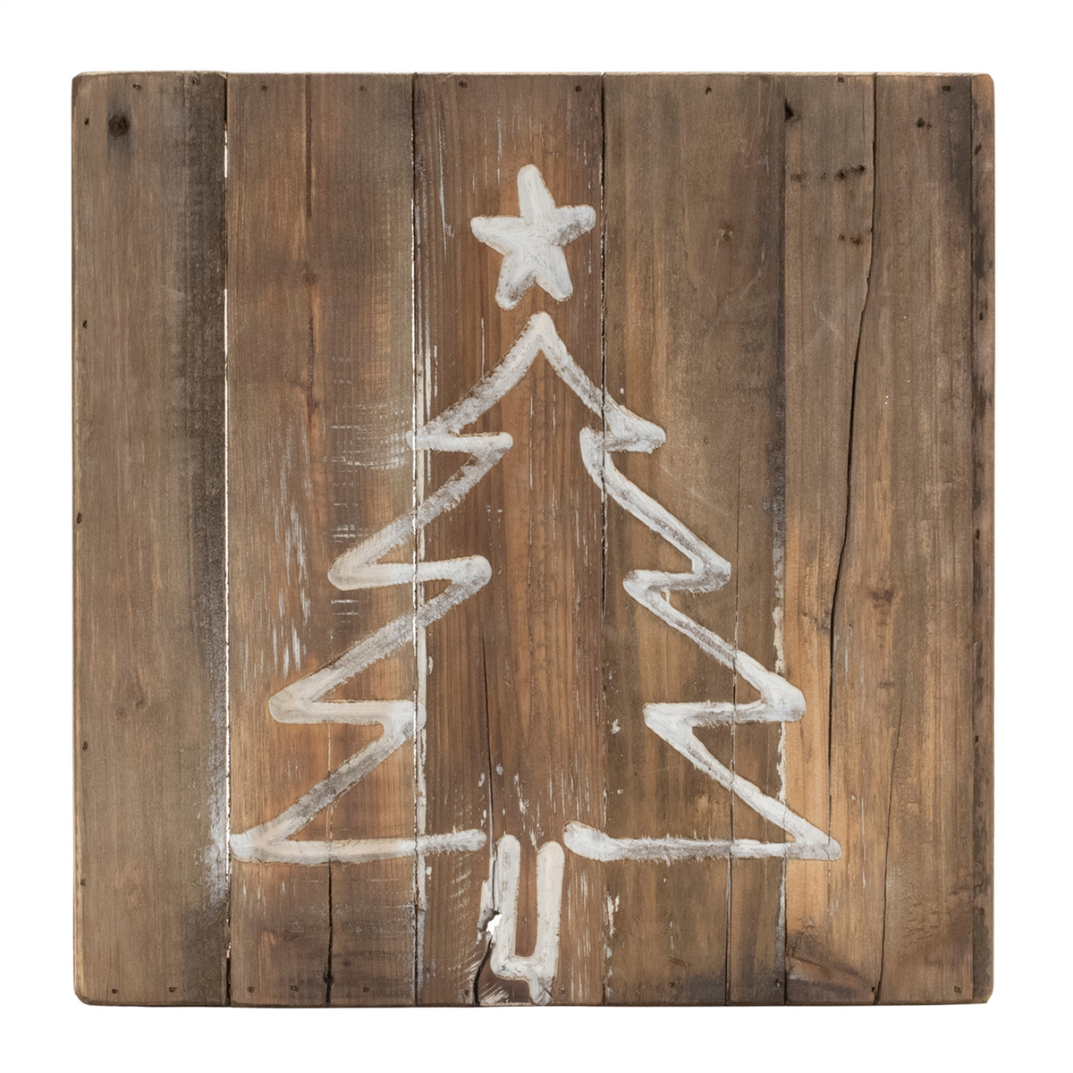 Snowflake and Tree Block (Set of 2) 11.5”SQ Wood -Ship Only
