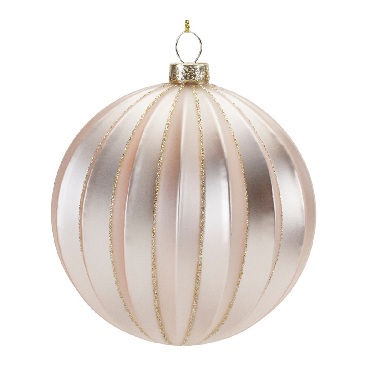 Metallic Ribbed Glass Ball Ornament (Set of 6) -Ship Only