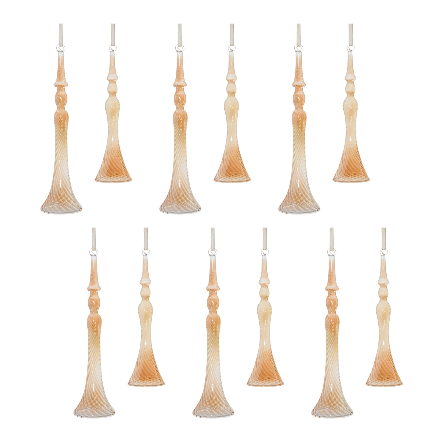 Amber Ombre Swirl Glass Drop Ornament (Set of 12) -Ship Only