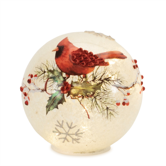 LED Frosted Cardinal Berry Globe (Set of 2) -Ship Only