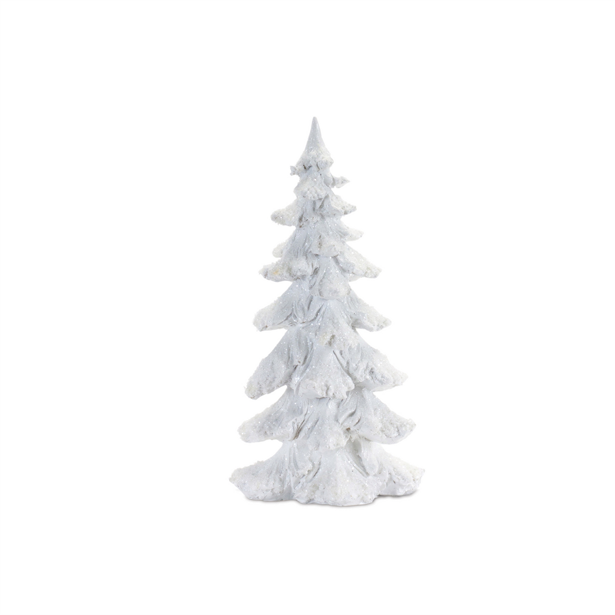 Flocked White Pine Tree with Carved Design (Set of 4) -Ship Only