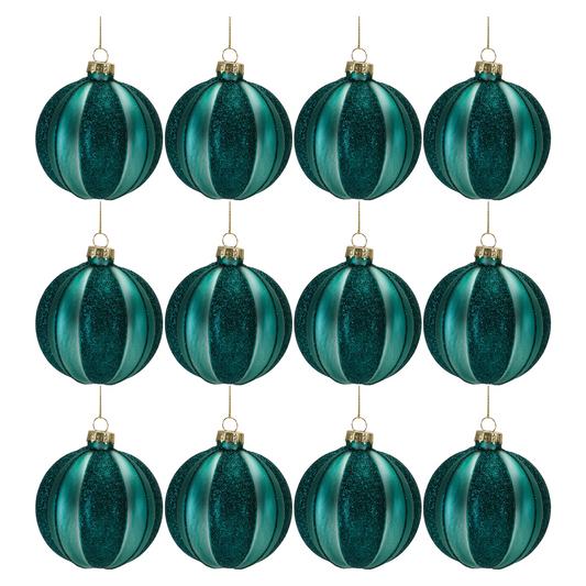 Glittered Glass Ball Ornament (Set of 12) -Ship Only