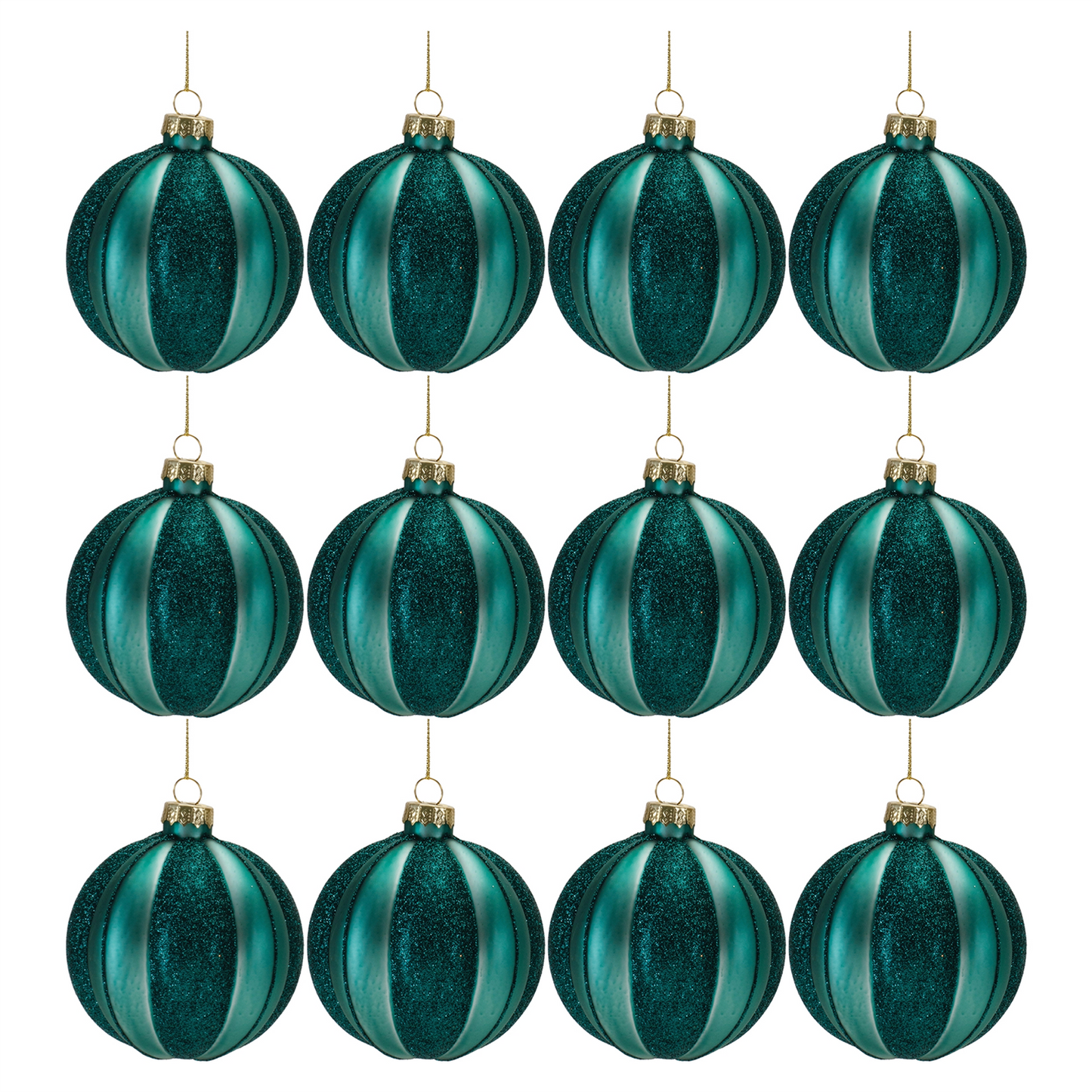 Glittered Glass Ball Ornament (Set of 12) -Ship Only