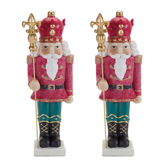 Glittered Nutcracker Figurine (Set of 2) -Ship Only