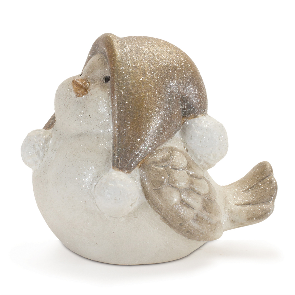 Glittered Winter Bird with Hat (Set of 4) -Ship Only