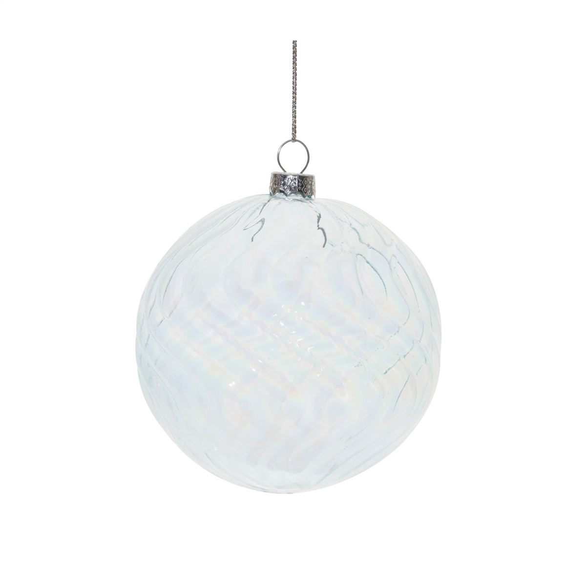 Clear Wavy Glass Ornament (Set of 6) -Ship Only