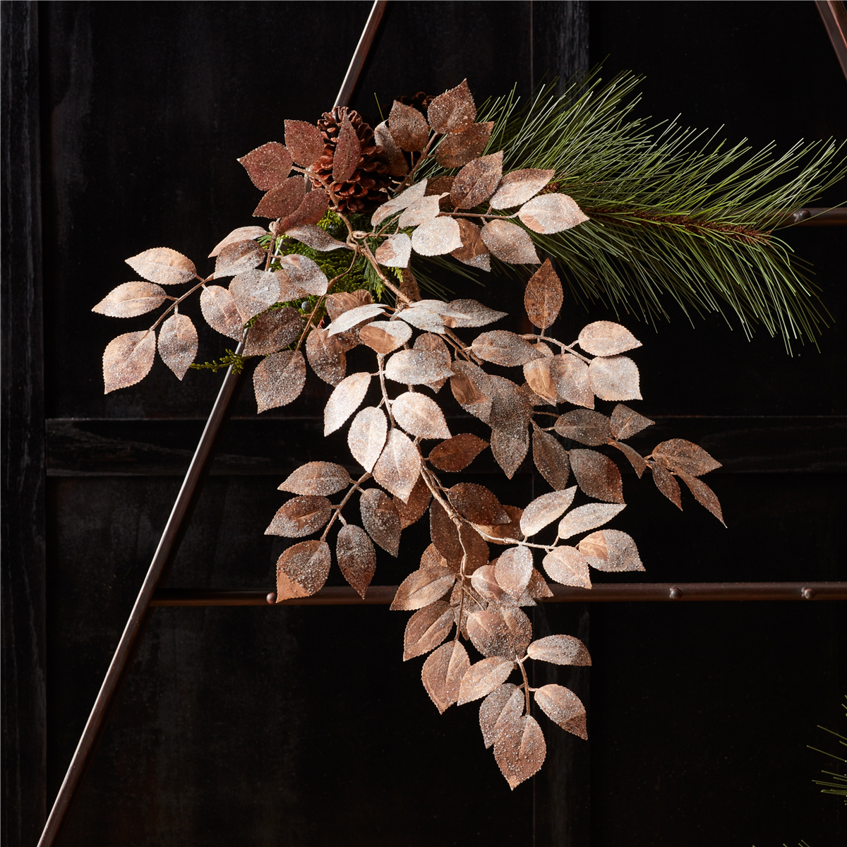 Glittered Velvet Leaf Spray (Set of 2) -Ship Only