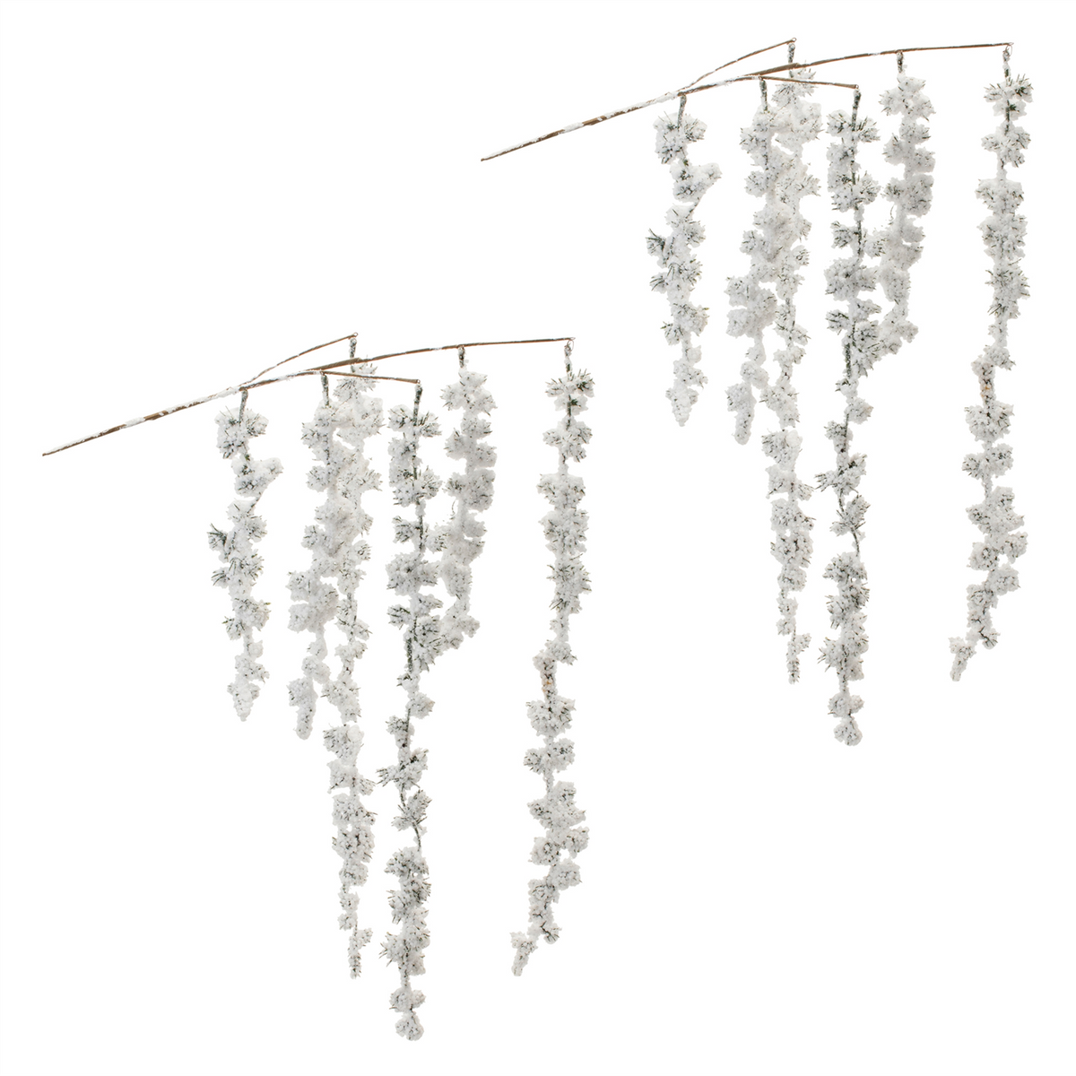 Snowy Hanging Berry Branch (Set of 2) 25”H Plastic -Ship Only