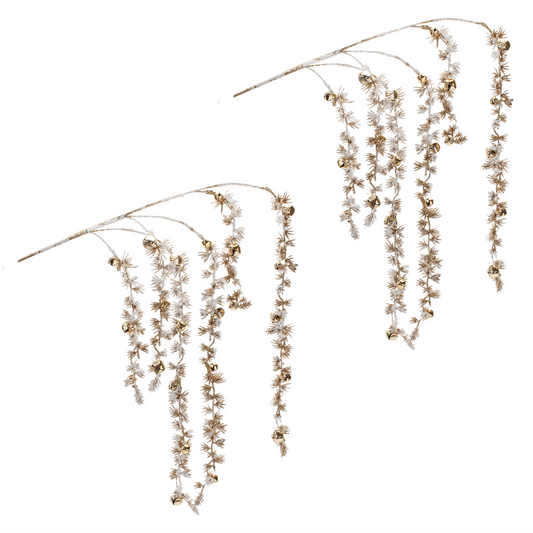 Sleigh Bell and Pine Branch (Set of 2) 27”H Plastic -Ship Only