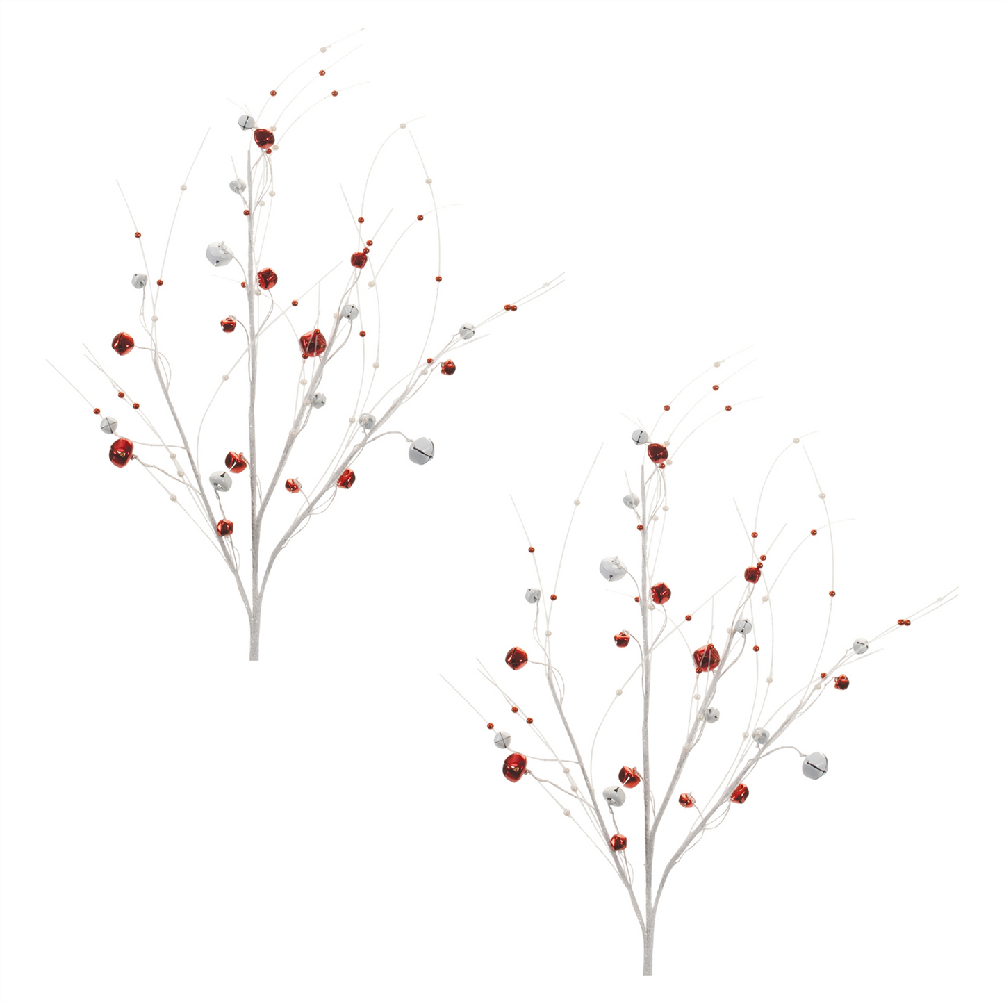 Glittered Sleigh Bell Berry Twig Spray (Set of 2) -Ship Only