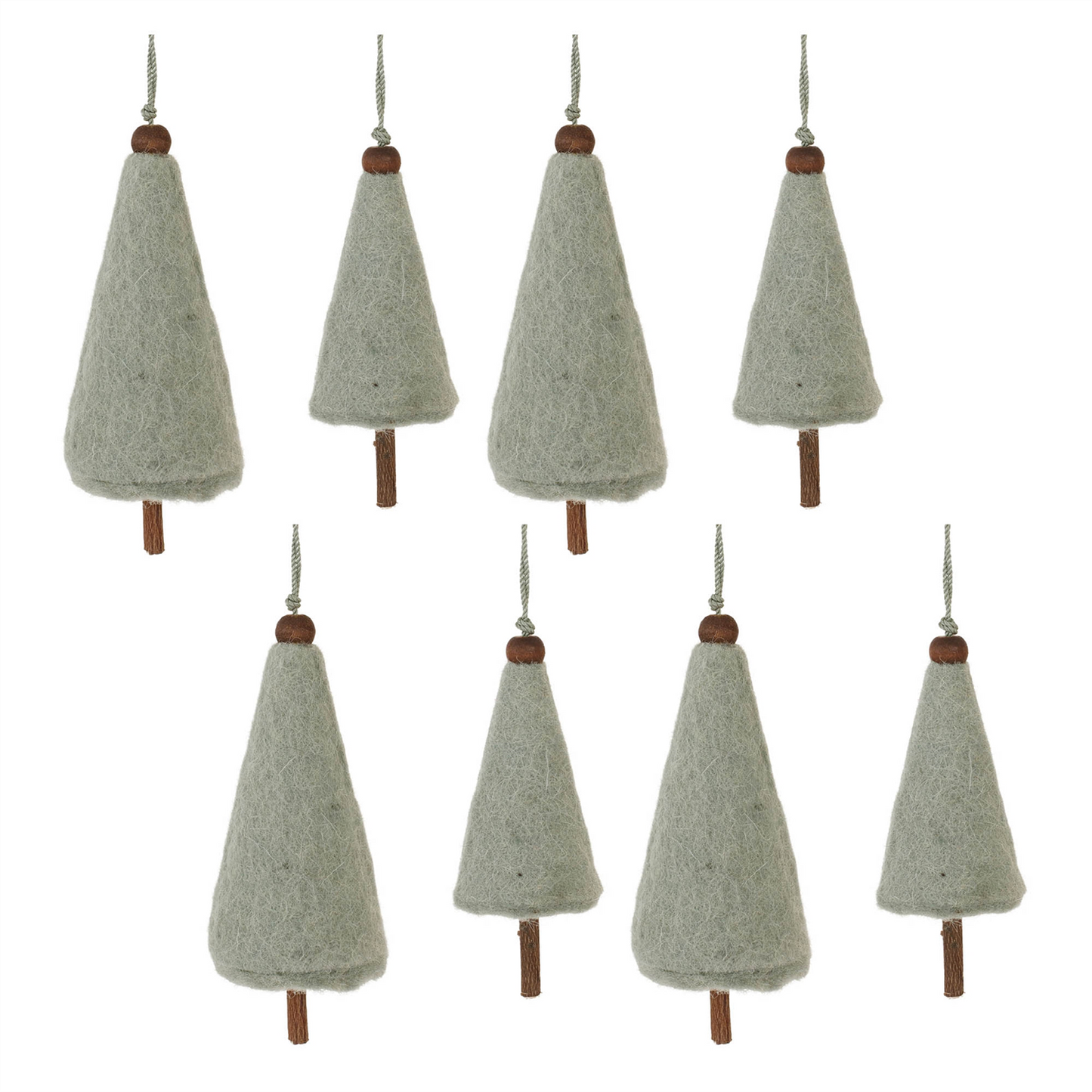 Felt Wool Pine Tree Ornament (Set of 8) -Ship Only