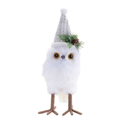 Winter Owl (Set of 3) 7.5"H, 7.75"H, 10"H Foam/Polyester
