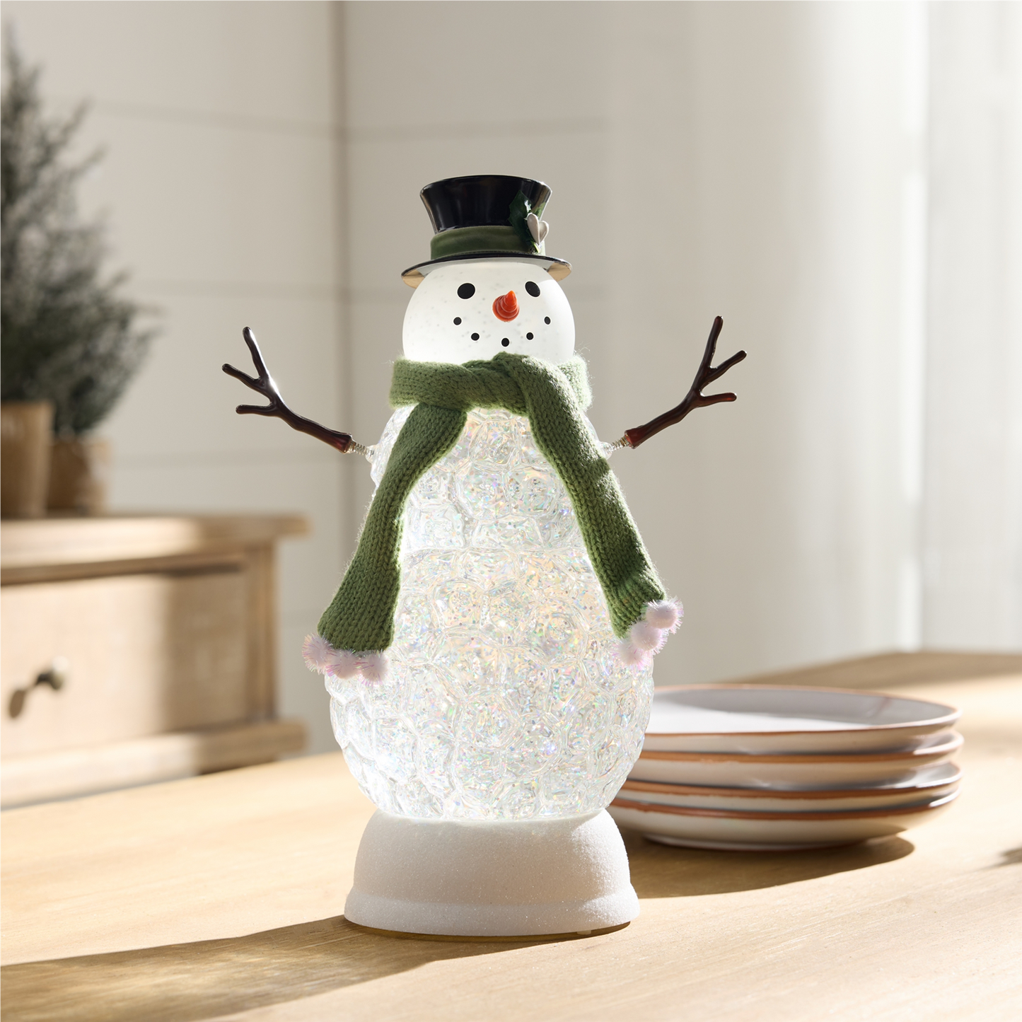 LED Snowman Snow Globe 11"H -Ship Only