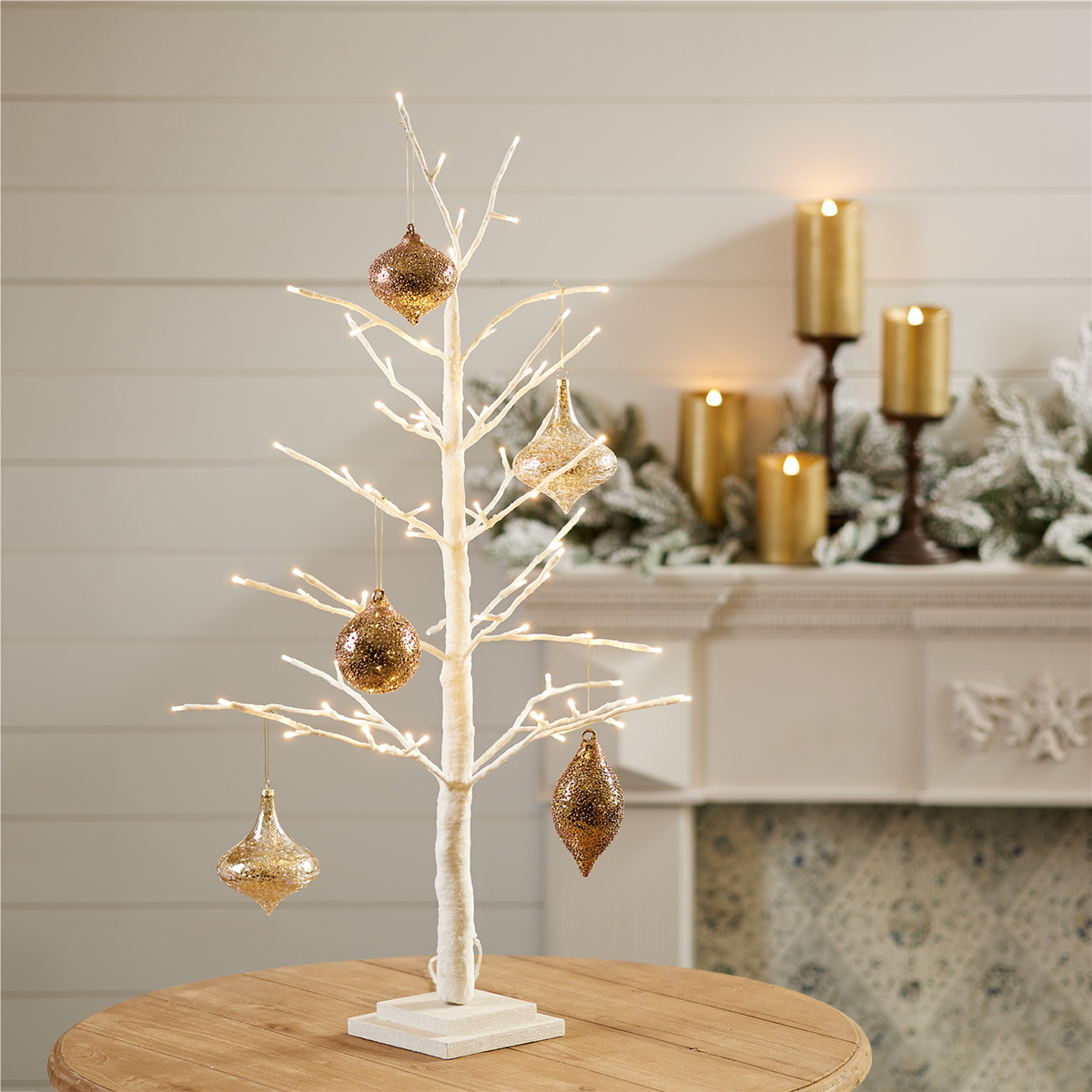 LED Glittered Twig Tree 36"H -Ship Only