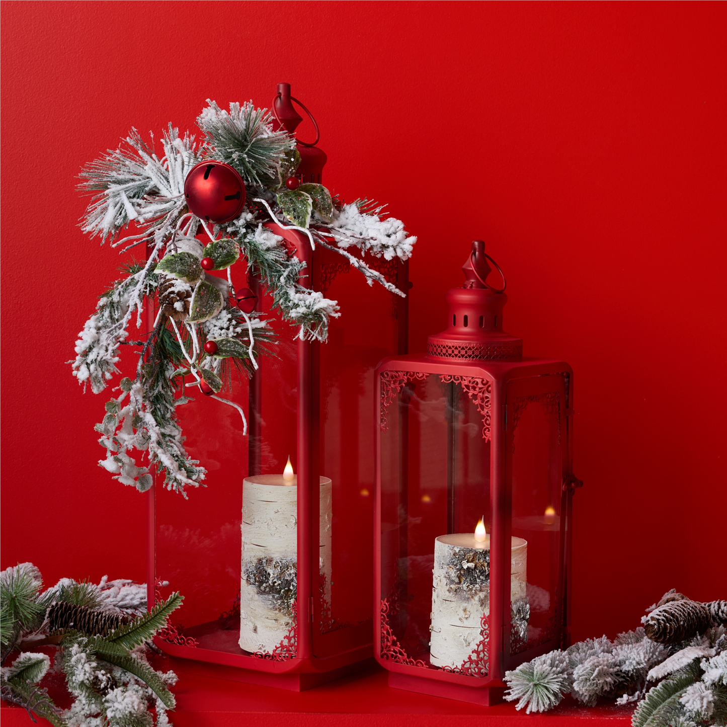 Flocked Oranment Pine Spray (Set of 2) -Ship Only