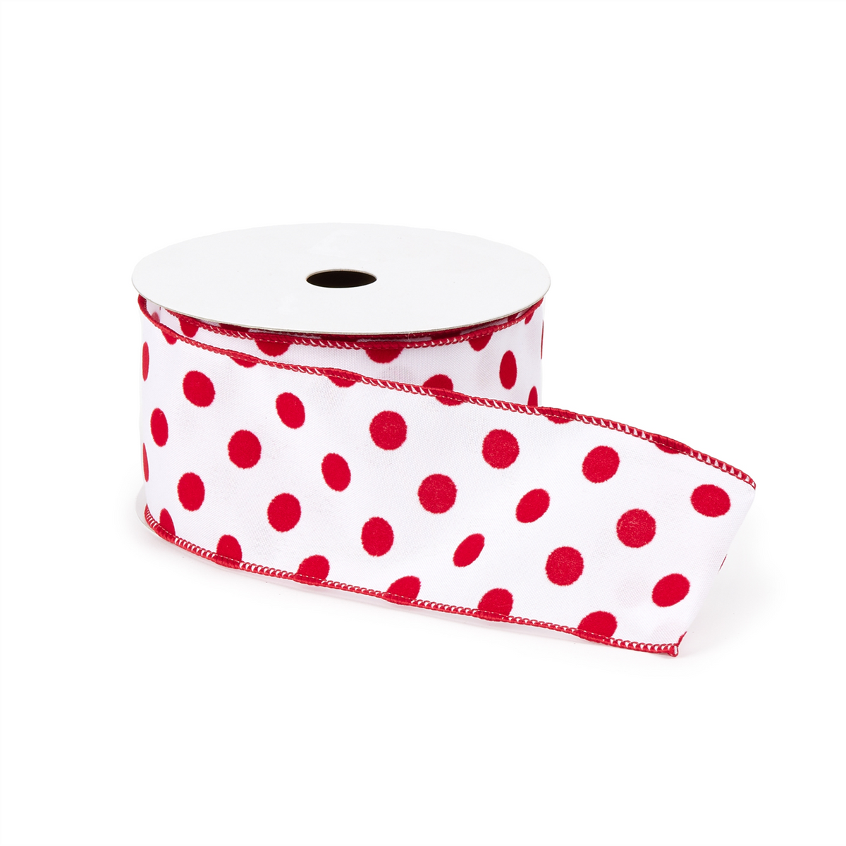 Red and White Polka Dot Wired Ribbon (Set of 2) -Ship Only