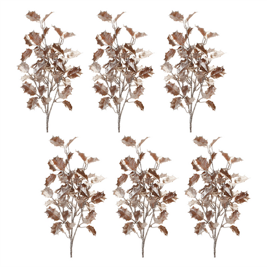 Holly Leaf Spray (Set of 6) 24”H Plastic -Ship Only