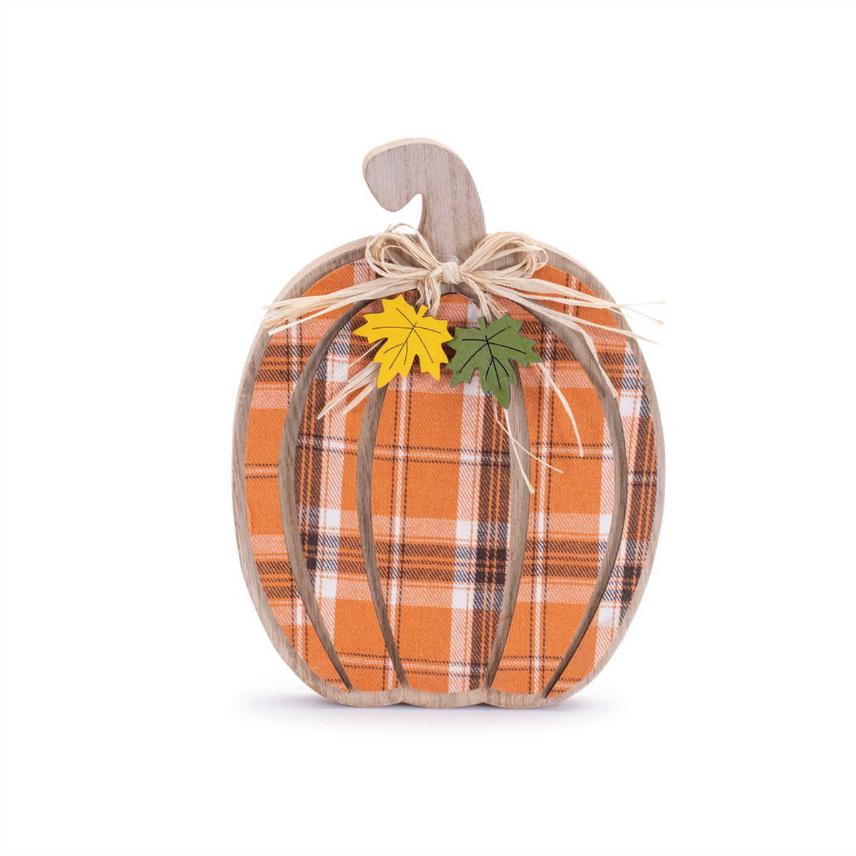 Harvest Plaid Pumpkin Decor (Set of 2) -Ship Only