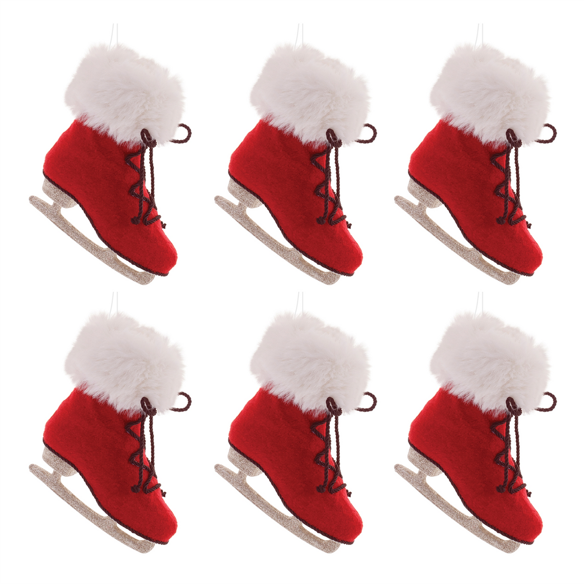 Fluffy Ice Skate Ornament (Set of 6) -Ship Only