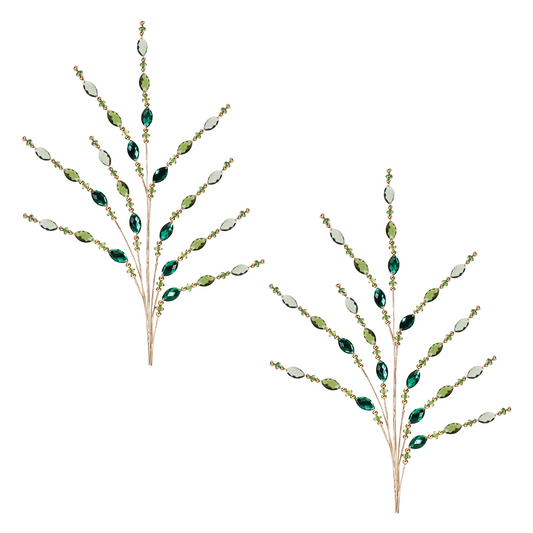 Green Jewel Bead Spray (Set of 2) -Ship Only
