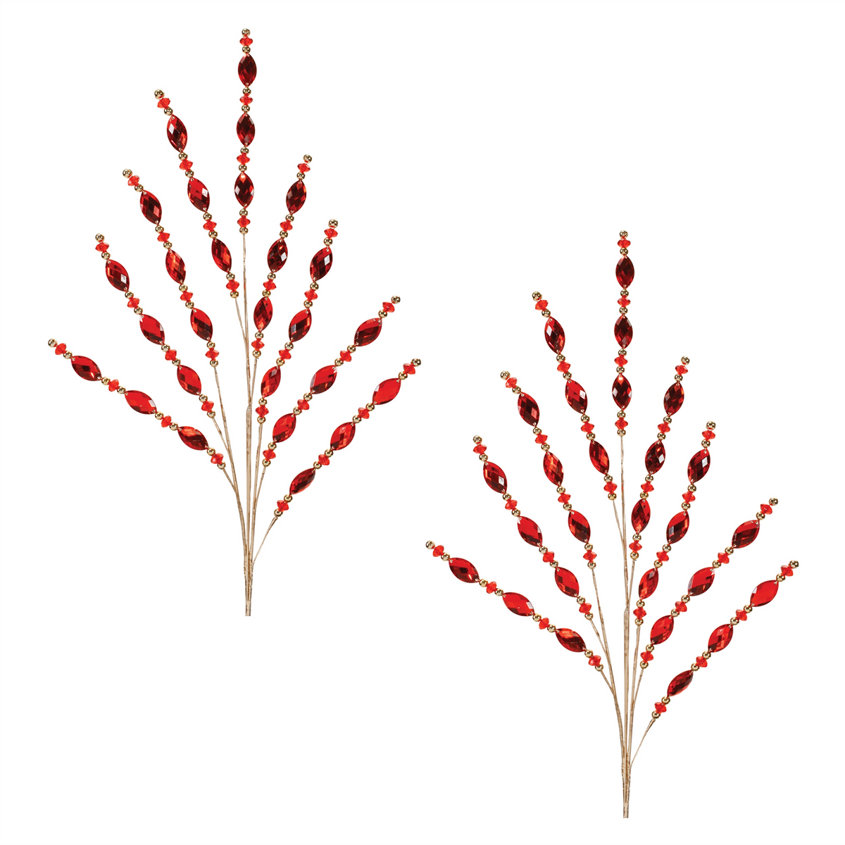Red Jewel Bead Spray (Set of 2) -Ship Only