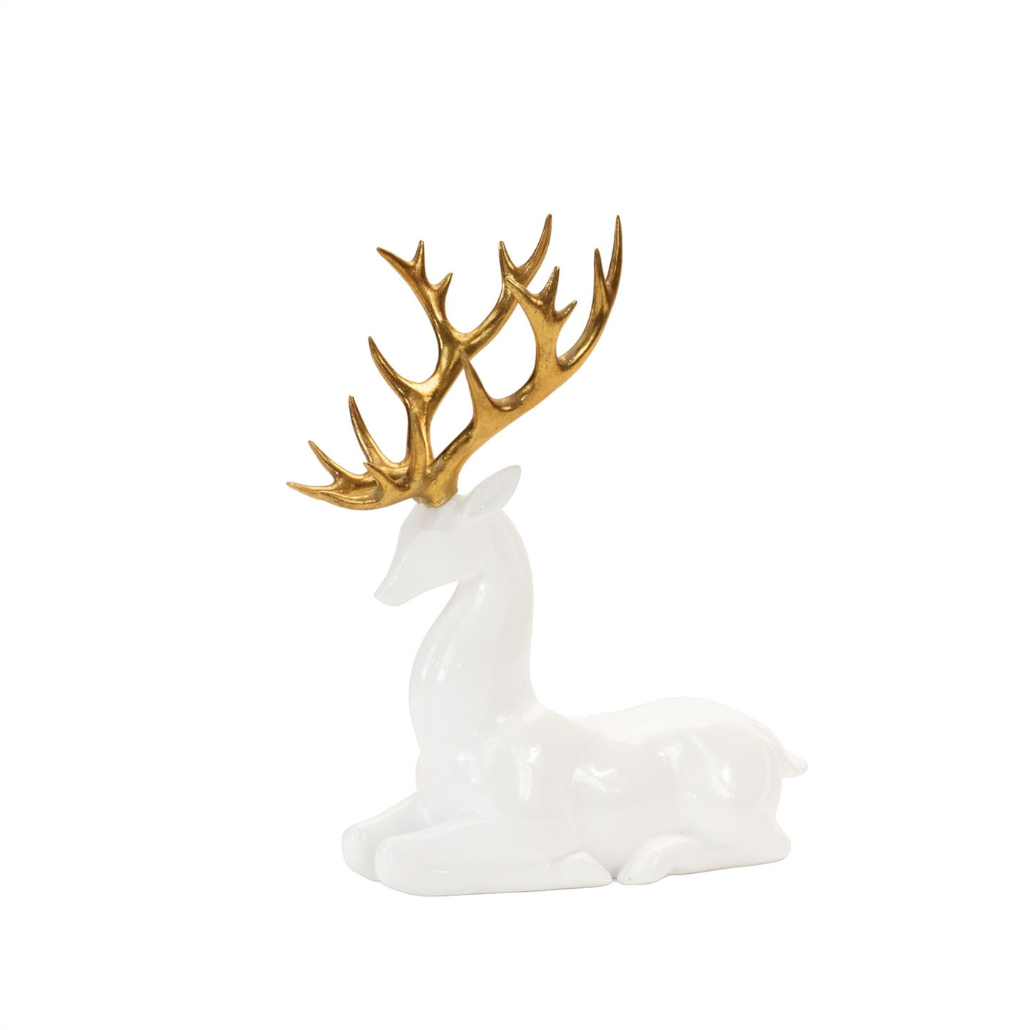 Modern Holiday Deer with Gold Antler Accent (Set of 2) -Ship Only