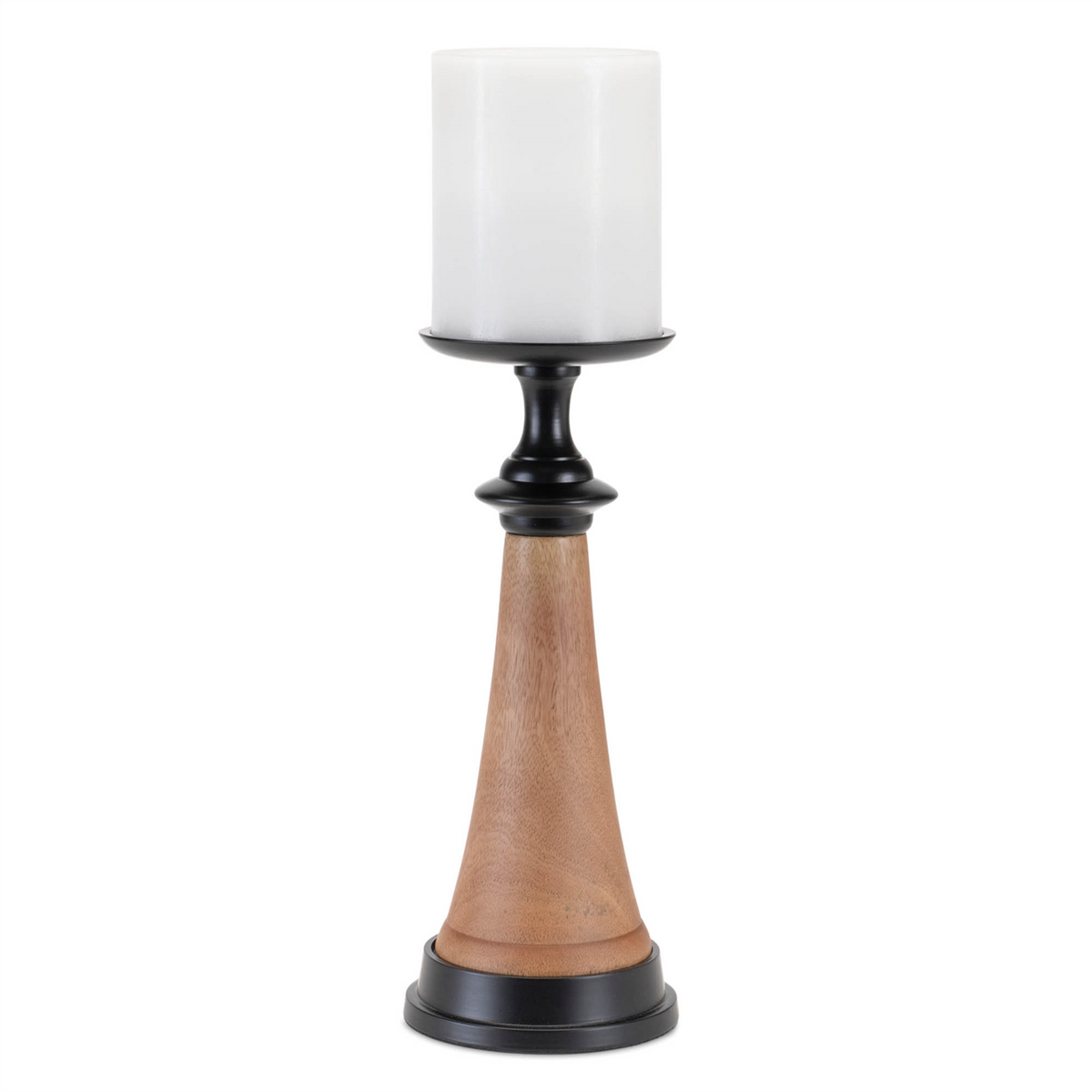 Tapered Wood and Metal Candle Holder (Set of 2) -Ship Only