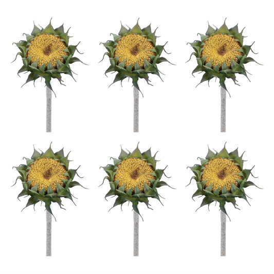 Yellow Sunflower Stem (Set of 6) -Ship Only