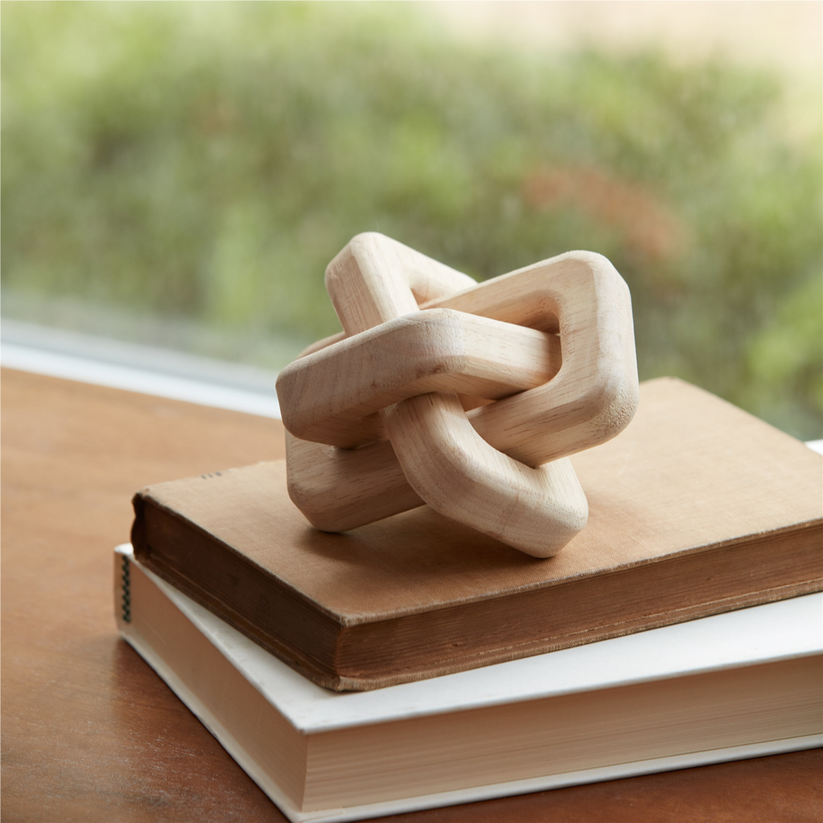 Square Linked Décor (Set of 3) 4.5"L x 3"H Wood -Ship Only