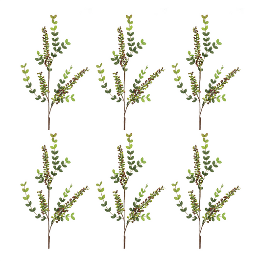 Variegated Red Berry Foliage Spray (Set of 6)