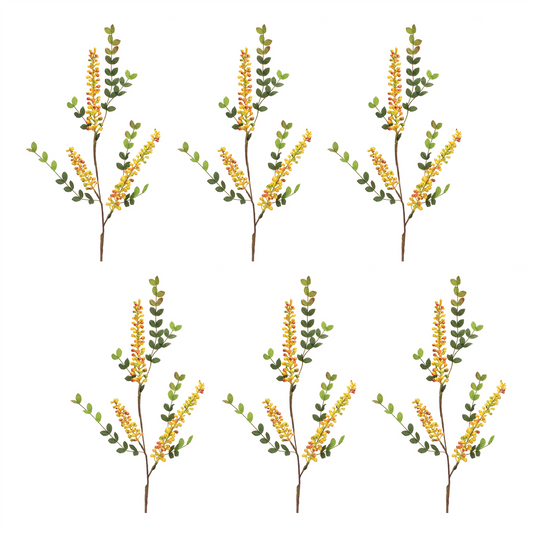 Yellow Berry Foliage Spray (Set of 6) -Ship Only
