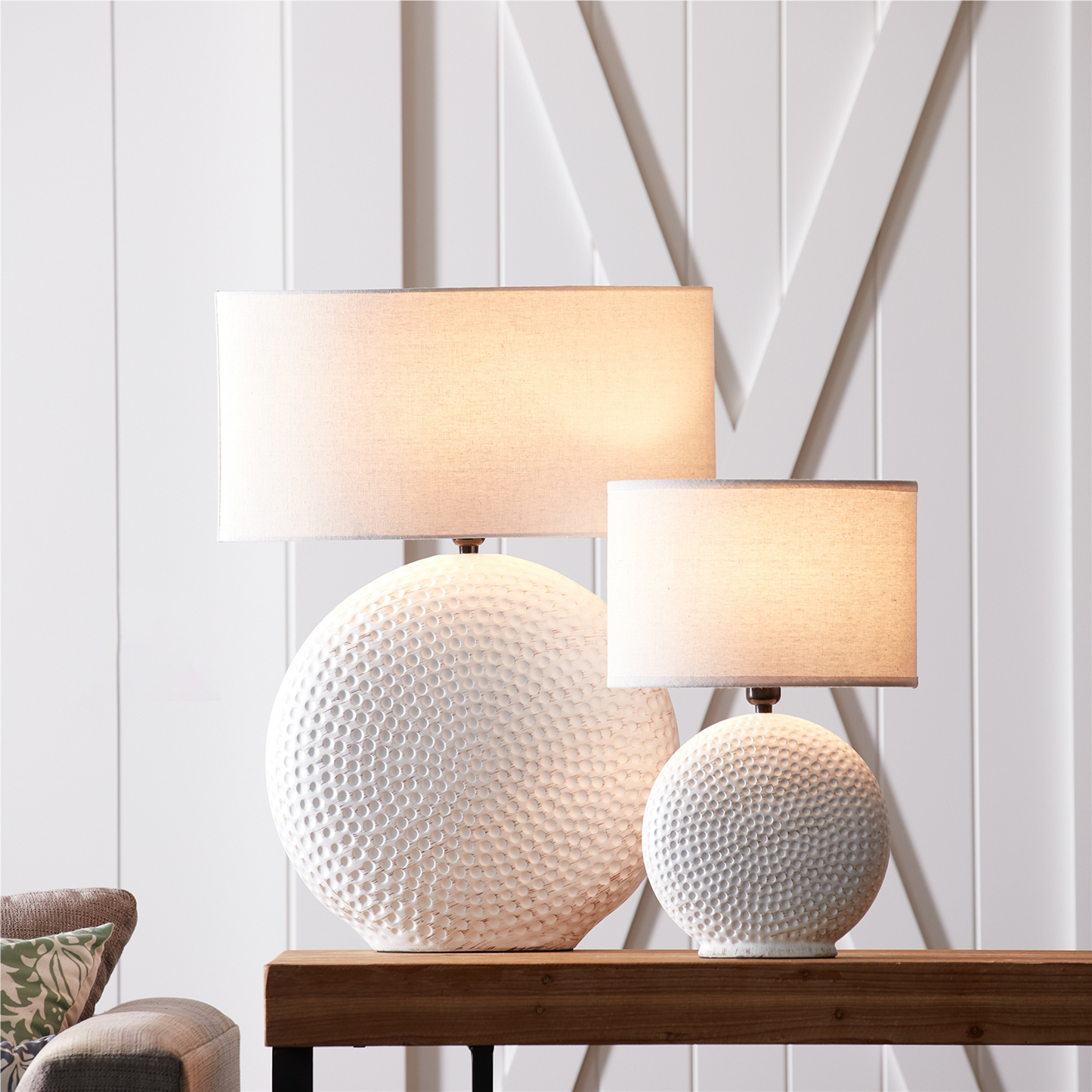 Notched Ceramic Table Lamp 26"H -Ship Only