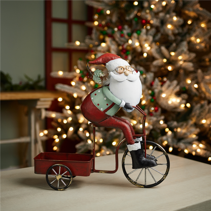 Whimsical Santa Riding Bike