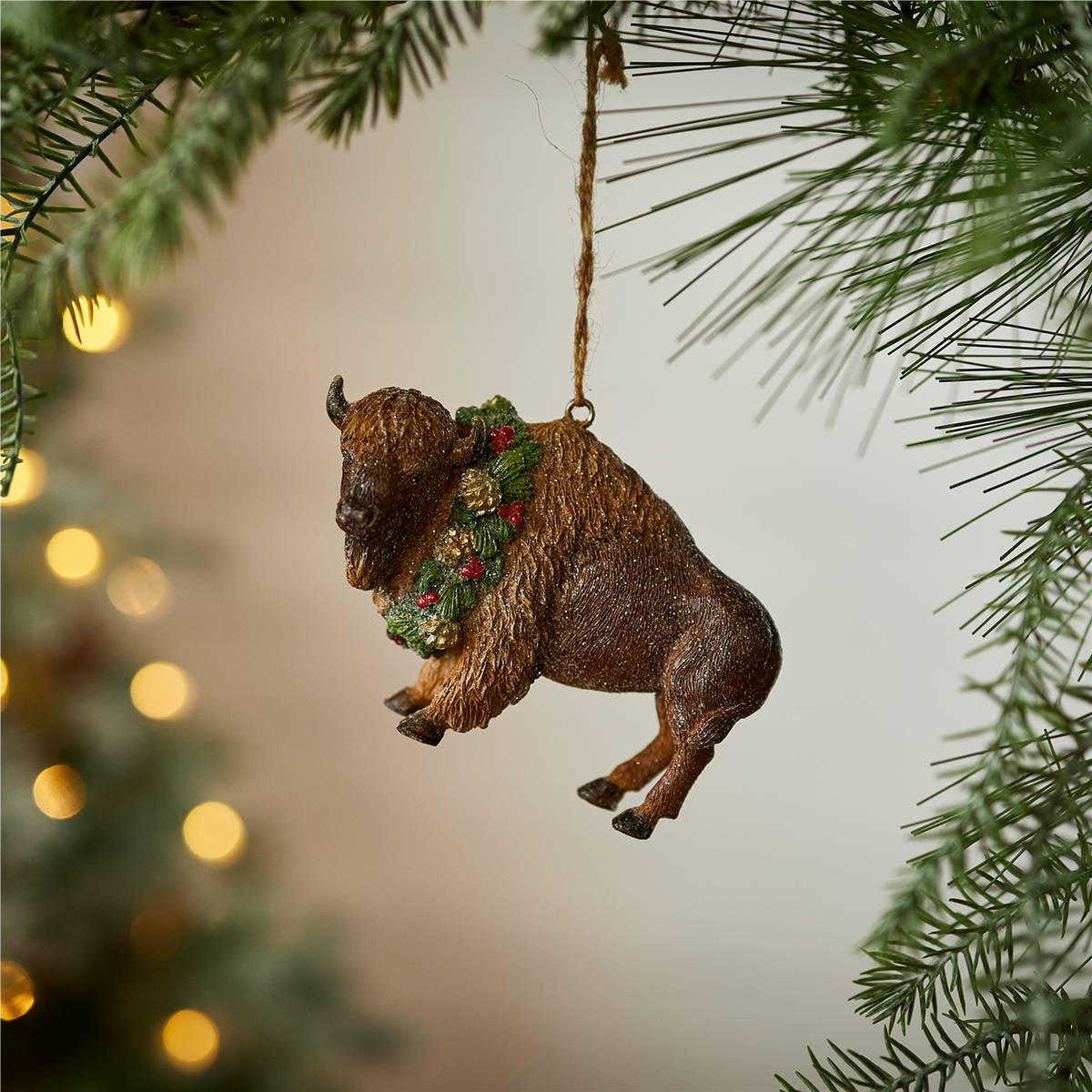 Bison Ornament (Set of 12) 4"L x 2.75"H Resin -Ship Only