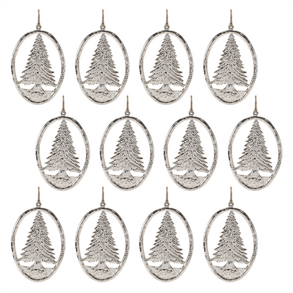Etched Metal Pine Tree Ornament (Set of 12)