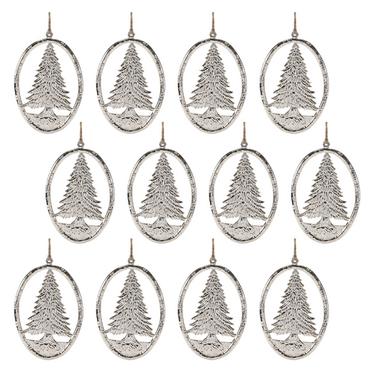 Etched Metal Pine Tree Ornament (Set of 12) -Ship Only