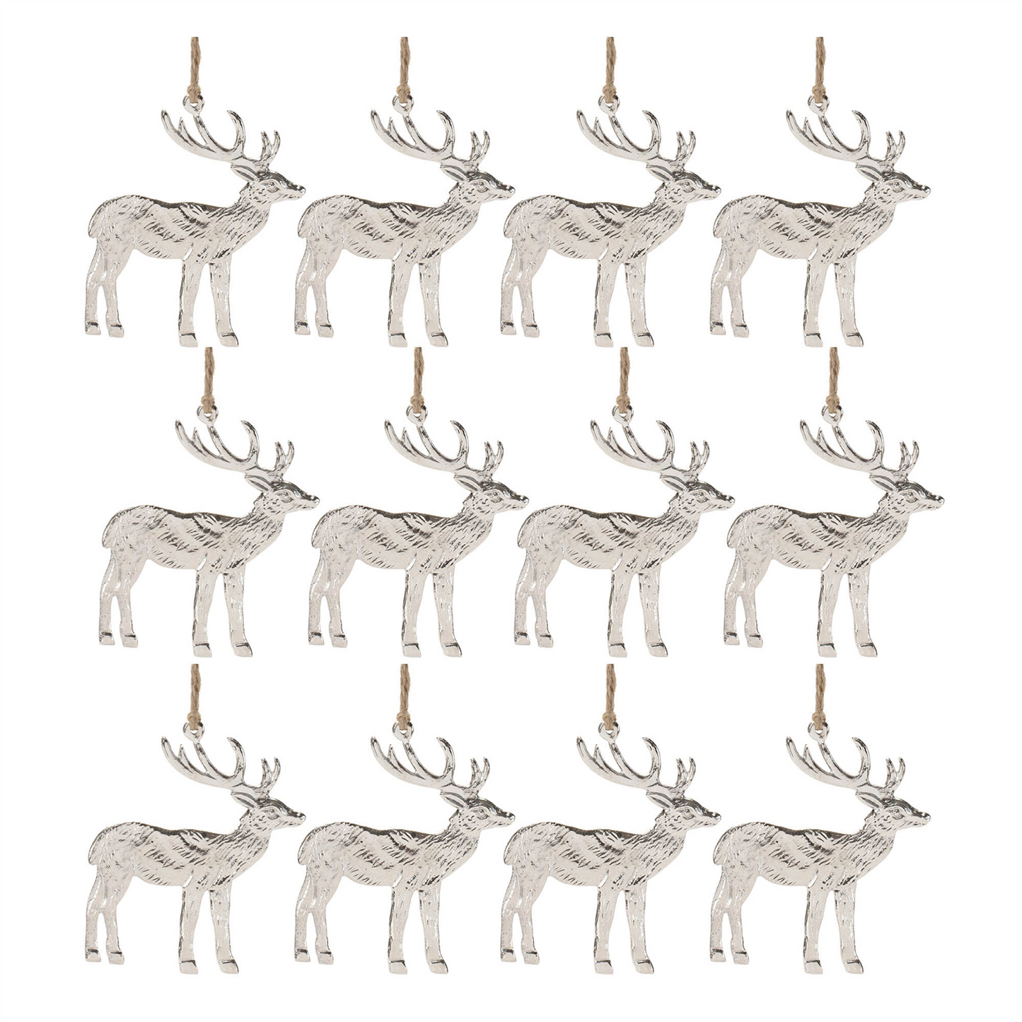 Etched Metal Deer Ornament (Set of 12)