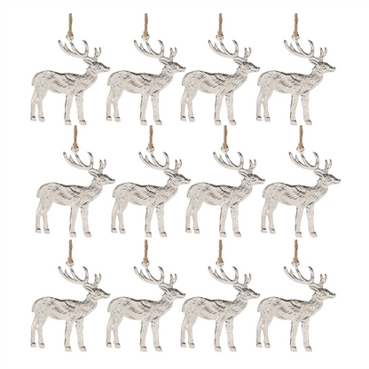 Etched Metal Deer Ornament (Set of 12)