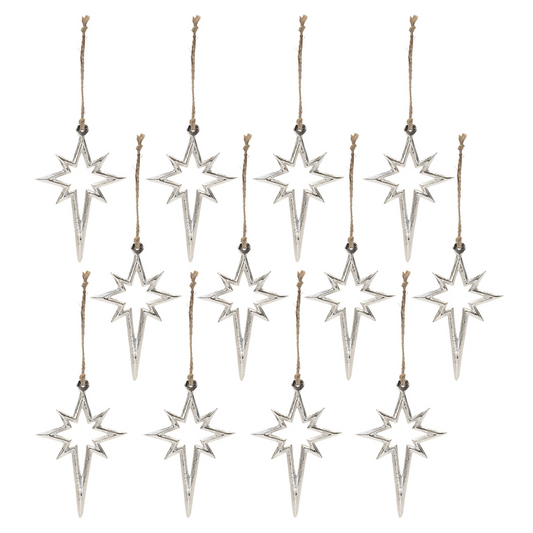 Star Ornament (Set of 12) 5.5”H Aluminum -Ship Only