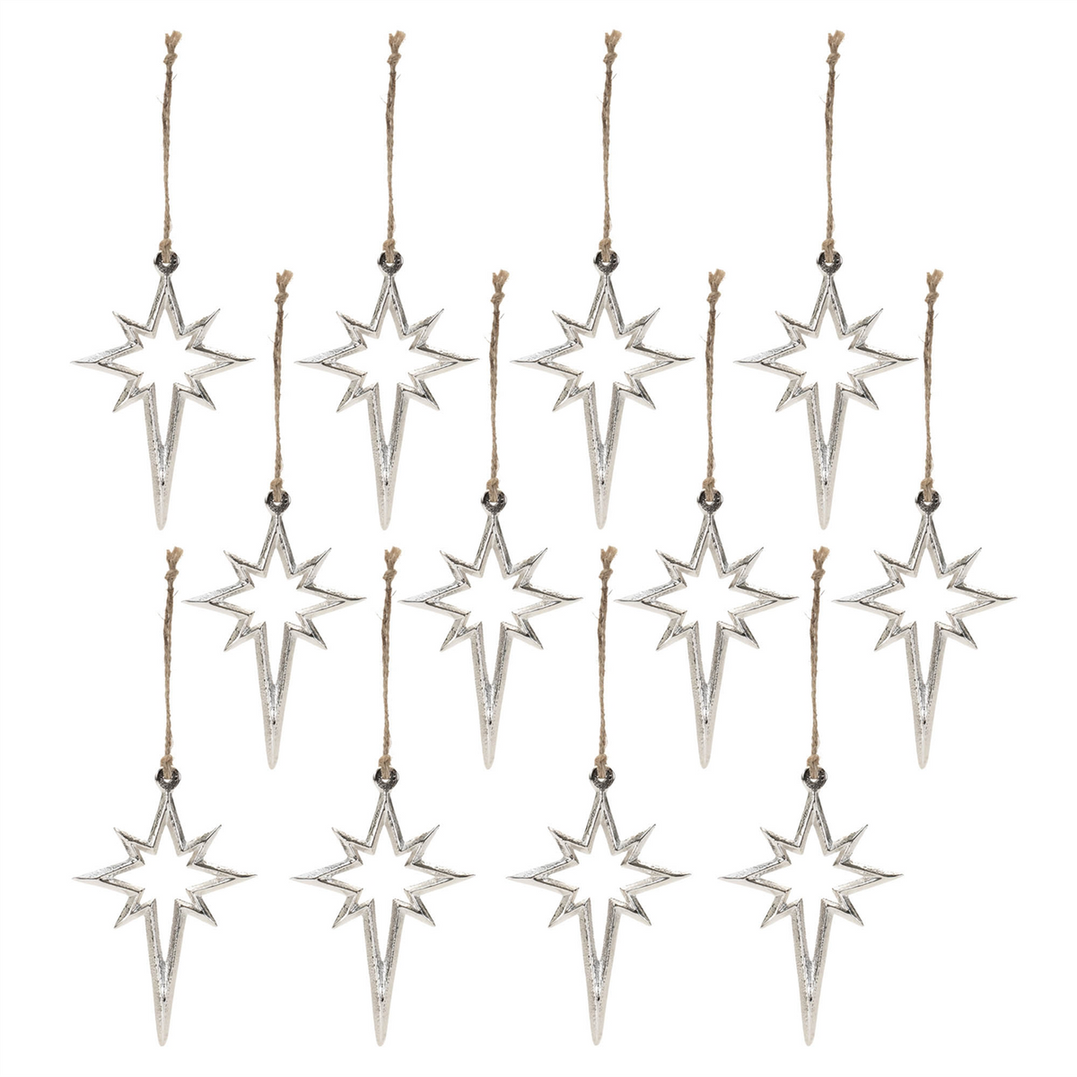 Star Ornament (Set of 12) 5.5”H Aluminum -Ship Only